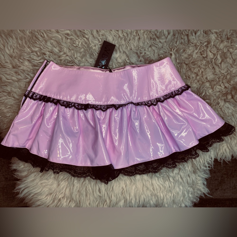 Dolls Kill Pink and Black Mini Skirt - Picture 2 of 6